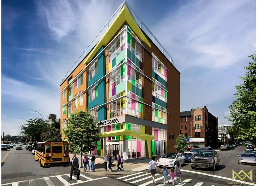 Rendering of the school building at 257 Kings Highway, Brooklyn